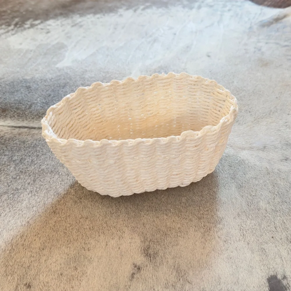 9”x5” Shabby Chic White Basket Home Decor Storage & Organization *soft not stiff